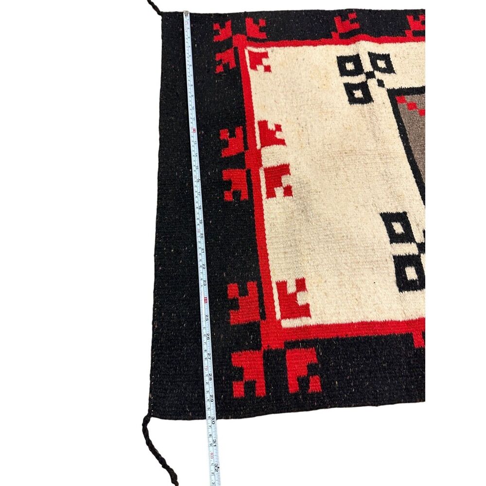 Vtg Southwestern Country Wool Area Rug Rare 62x30" Hand-loomed Rustic Aztec - Picture 5 of 9